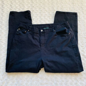 Lauren Black Denim Jeans by Ralph Lauren Cotton Spandex Straight Leg Size 18W